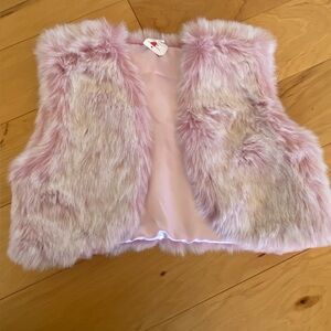 Pink L Sherpa Faux Fur Cropped Vest Shrug Lined Party Baddie Boho Coquette